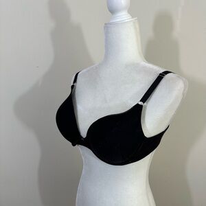 Lily of France bra sz 36C black pushup t shirt style